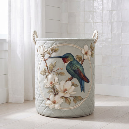 hummingbird lace quilted laundry basket
