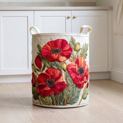 scarlet poppy dream quilted laundry basket
