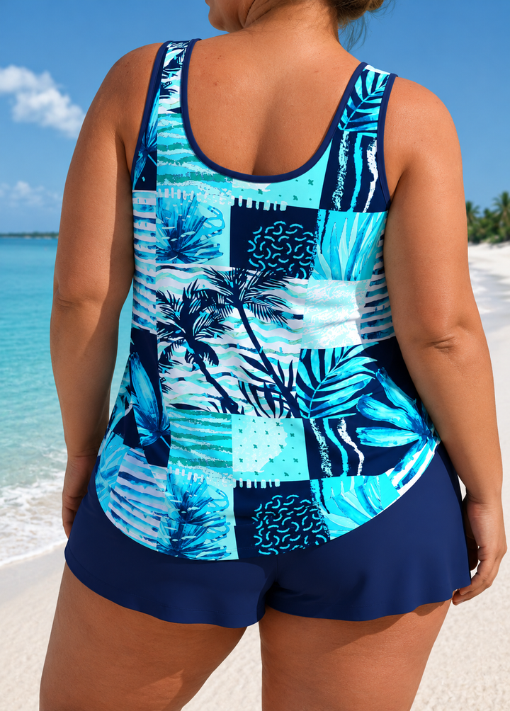 MEGAN | PLUS SIZE RELAXED FIT LEAF SWIM SET
