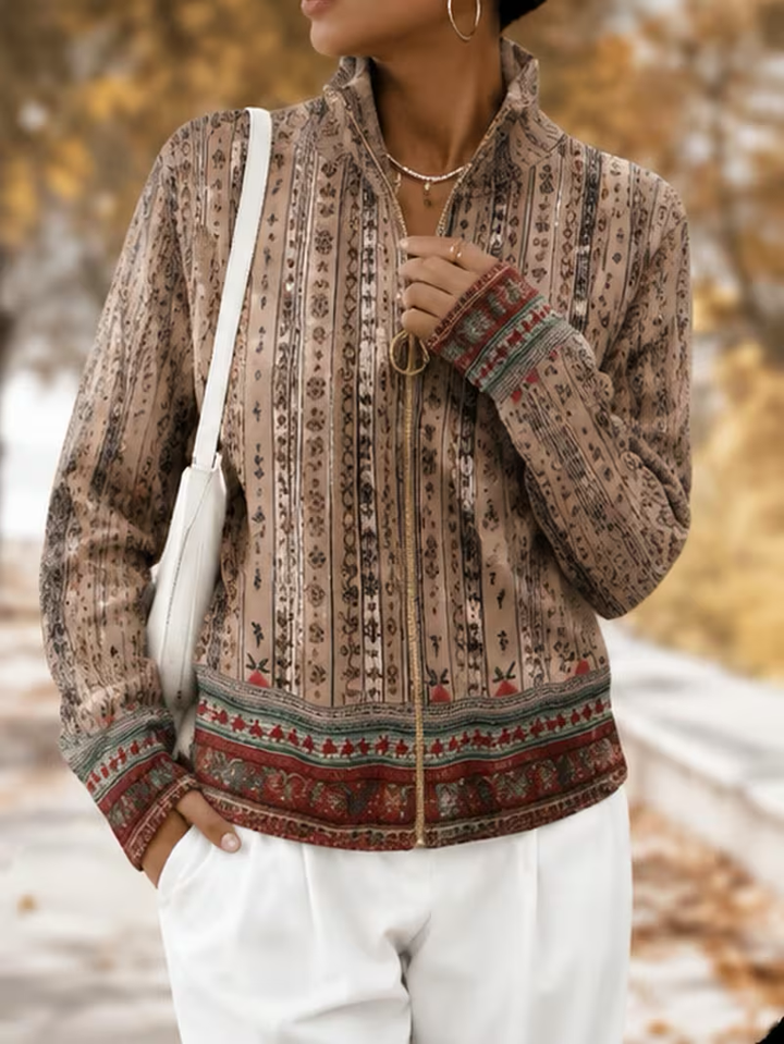 PERPETUA | FOLK STRIPE ZIP CARDIGAN