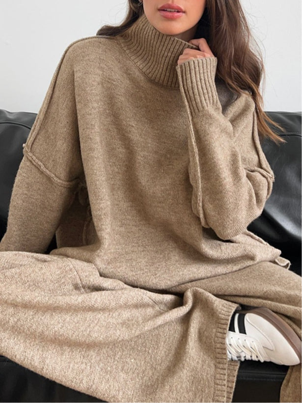 AMELIA | HIGH-NECK CASUAL LOOSE THICK KNIT SWEATER SET