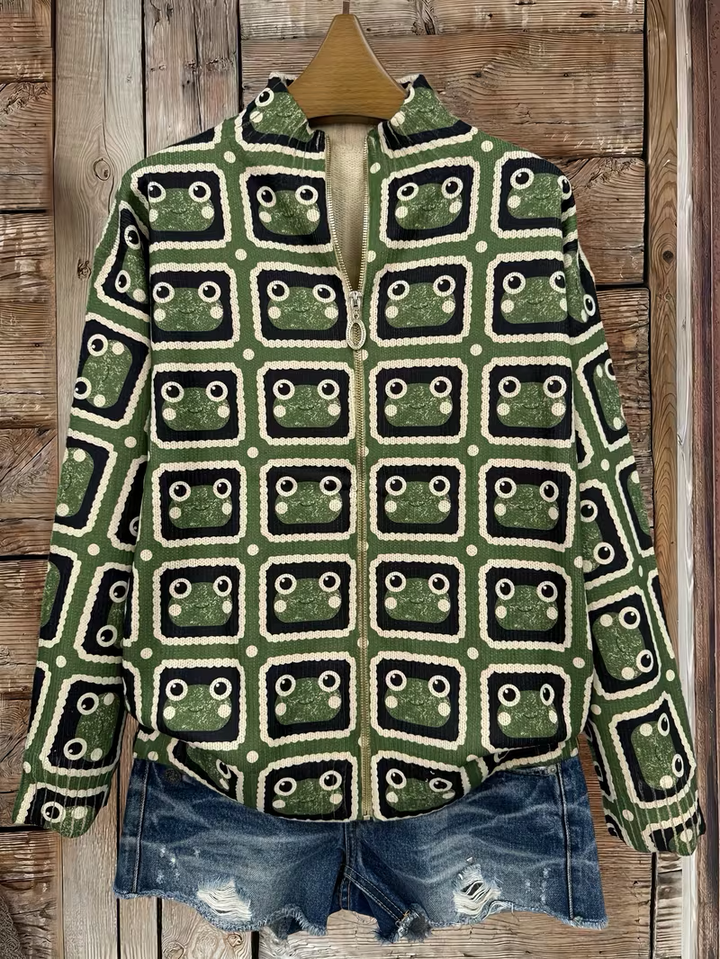 SABINE | RETRO TILE ZIP CARDIGAN
