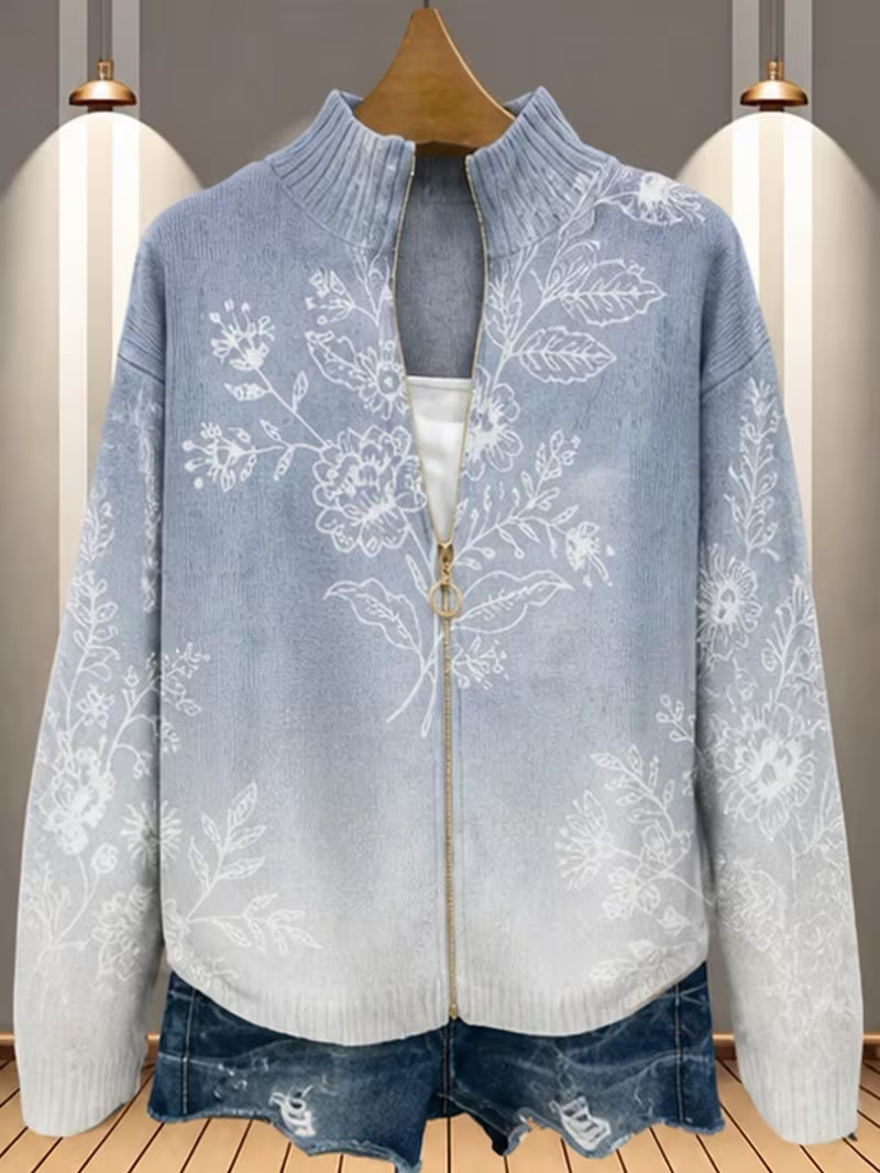 ROSAMUND | FROSTED BLOOM ZIP CARDIGAN