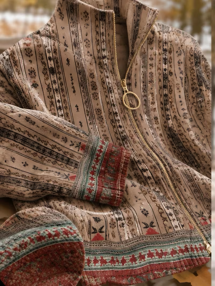 PERPETUA | FOLK STRIPE ZIP CARDIGAN
