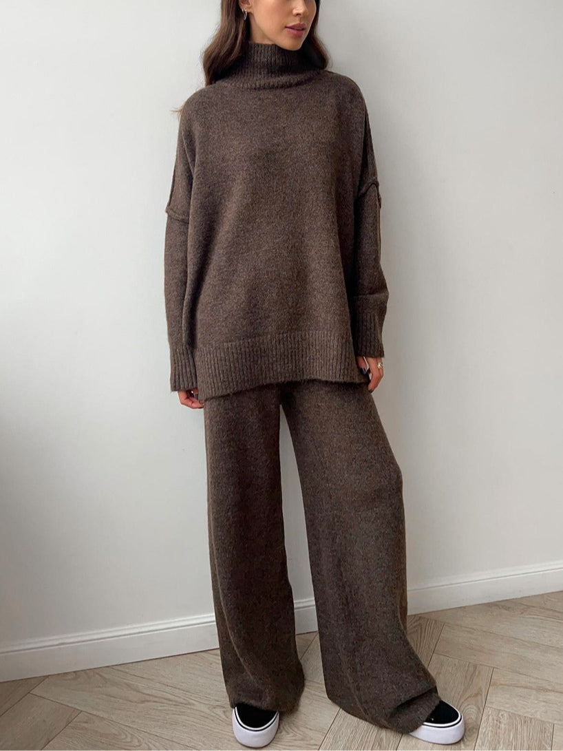 AMELIA | HIGH-NECK CASUAL LOOSE THICK KNIT SWEATER SET