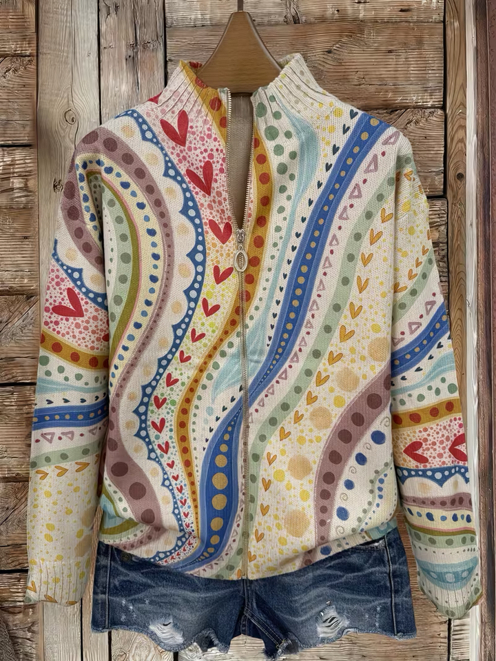 WILHELMINA | PAINTED PAISLEY ZIP CARDIGAN