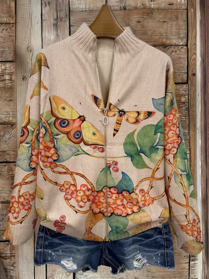 ISOLDE | BUTTERFLY GARDEN ZIP CARDIGAN