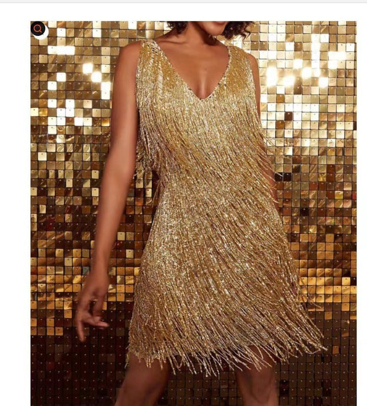 DELPHINE | ELEGANT FRINGE PARTY DRESS