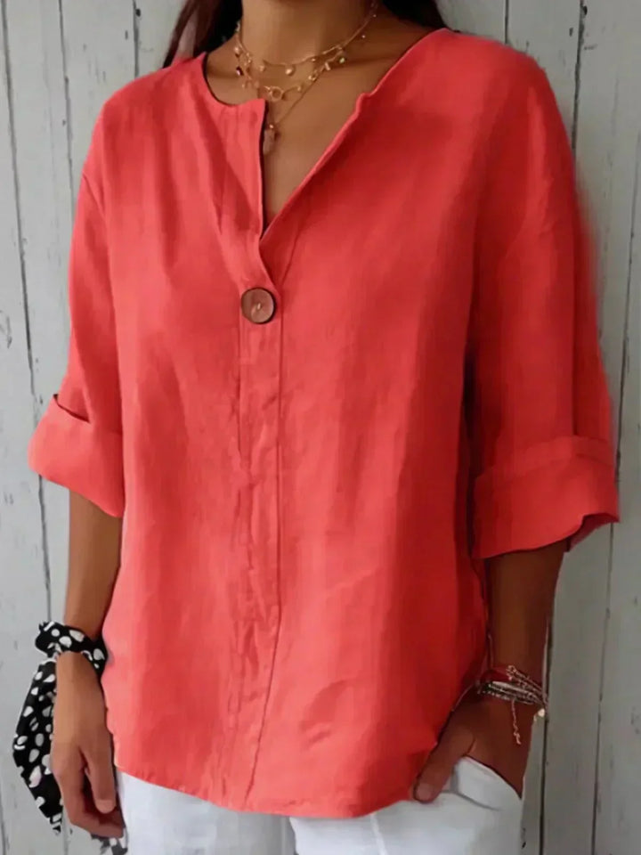 ROWENA | RELAXED LINEN V-NECK TOP
