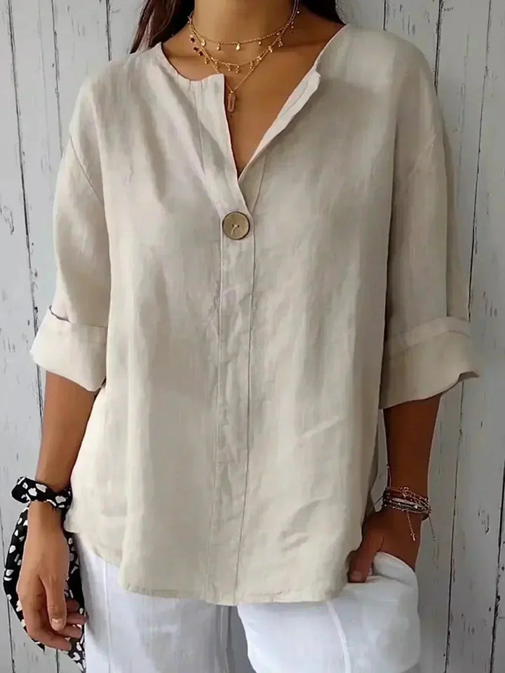 ROWENA | RELAXED LINEN V-NECK TOP
