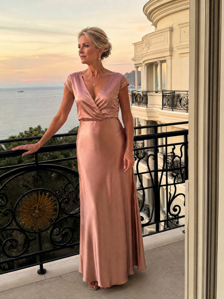 SAMOUSE | CAP SLEEVE WRAP BODICE MAXI DRESS