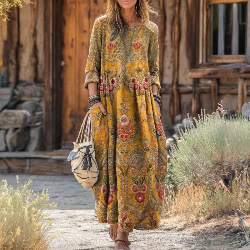 EVELYN | VINTAGE-INSPIRED LONG SLEEVE CASUAL DRESS