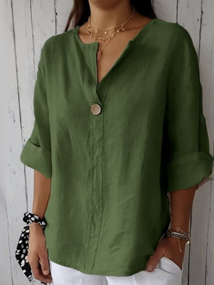 ROWENA | RELAXED LINEN V-NECK TOP