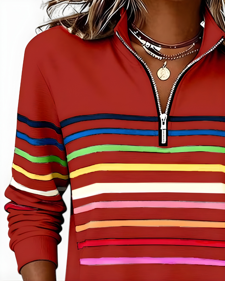 PRISCILLA | STRIPED ZIP SWEATER