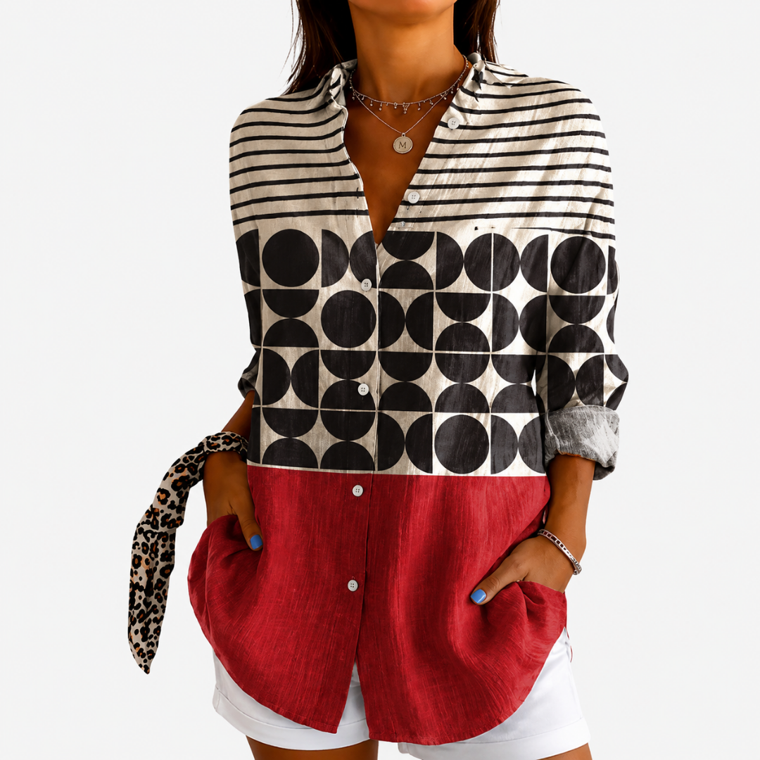 MOLLY | RETRO CHARM COLORBLOCK BLOUSE