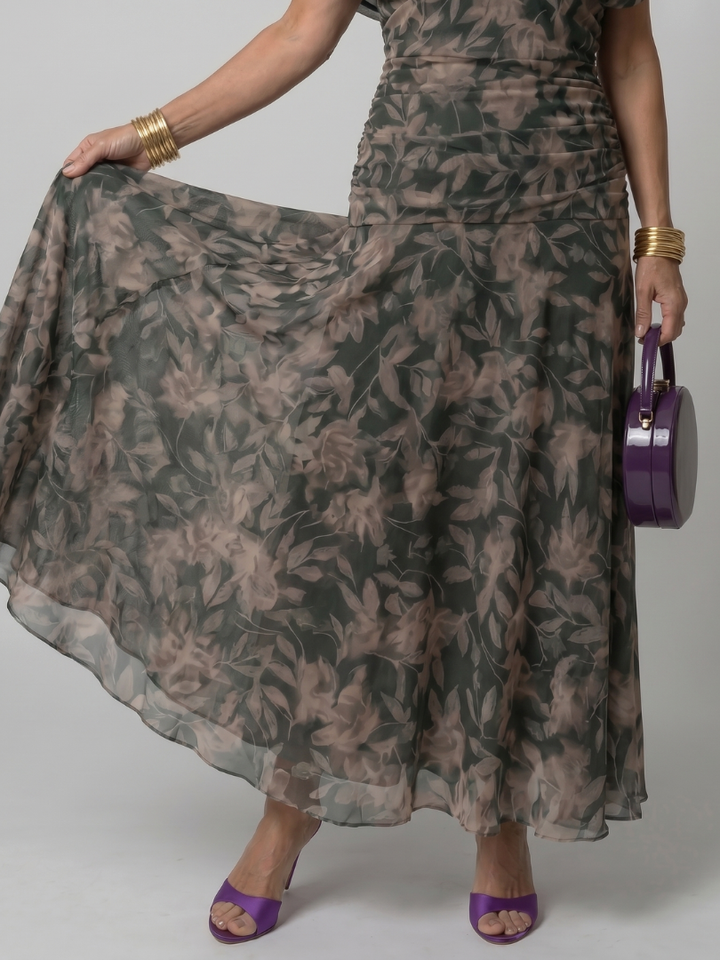 CALEN | OFF SHOULDER FLOW MIDI DRESS