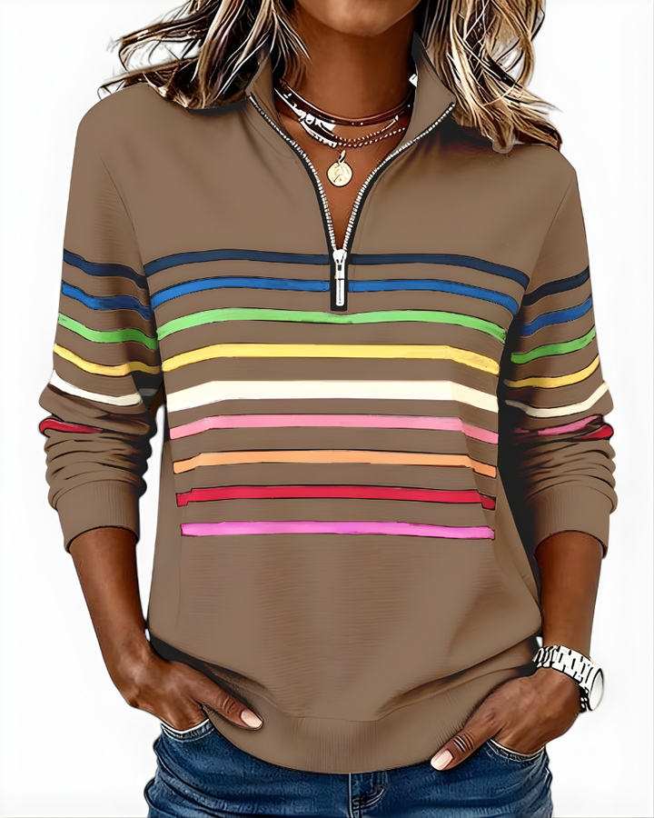 PRISCILLA | STRIPED ZIP SWEATER