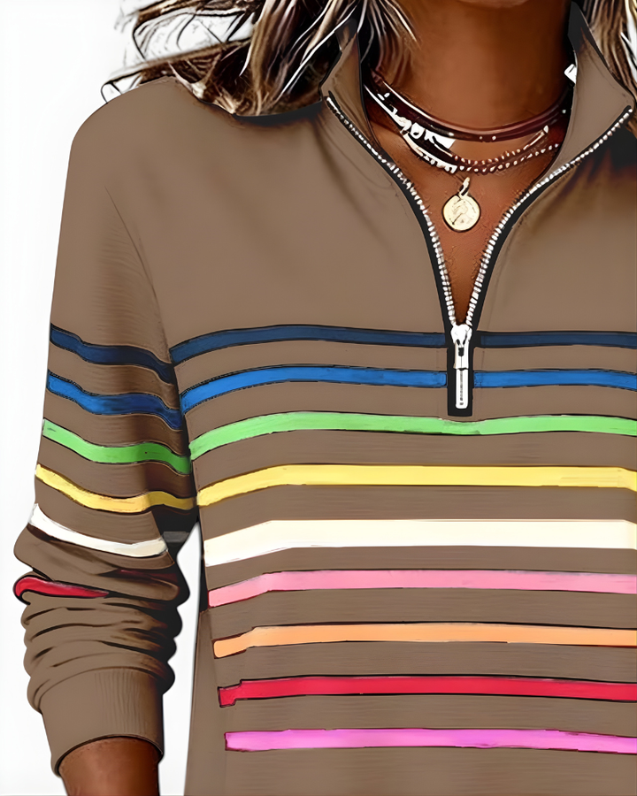 PRISCILLA | STRIPED ZIP SWEATER