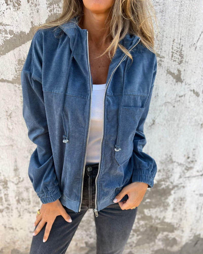 JACKELINE | CORDUROY HOODED JACKET WITH ZIP