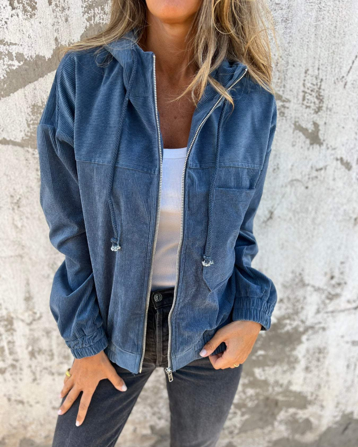JACKELINE | CORDUROY HOODED JACKET WITH ZIP