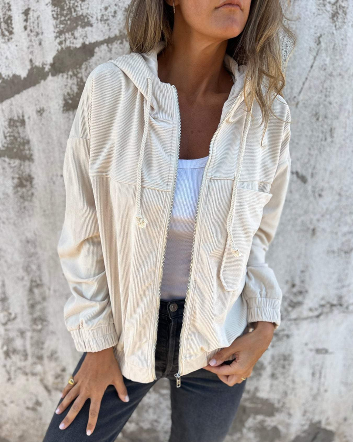 JACKELINE | CORDUROY HOODED JACKET WITH ZIP