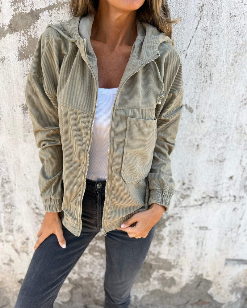 JACKELINE | CORDUROY HOODED JACKET WITH ZIP