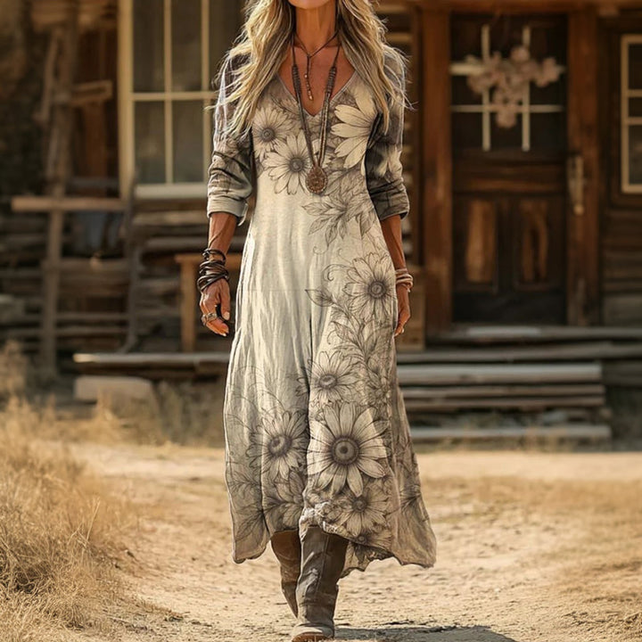 EVELYN | VINTAGE-INSPIRED LONG SLEEVE CASUAL DRESS