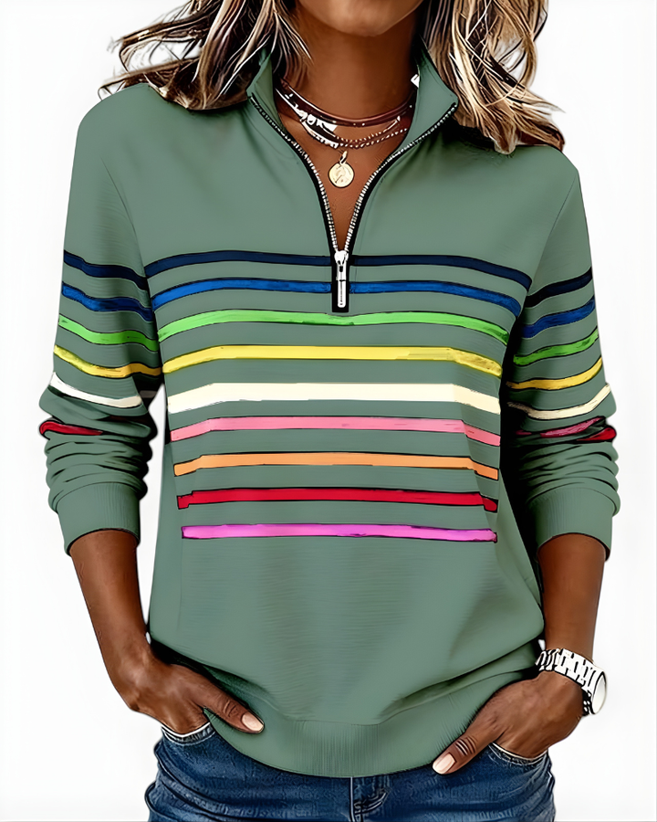 PRISCILLA | STRIPED ZIP SWEATER
