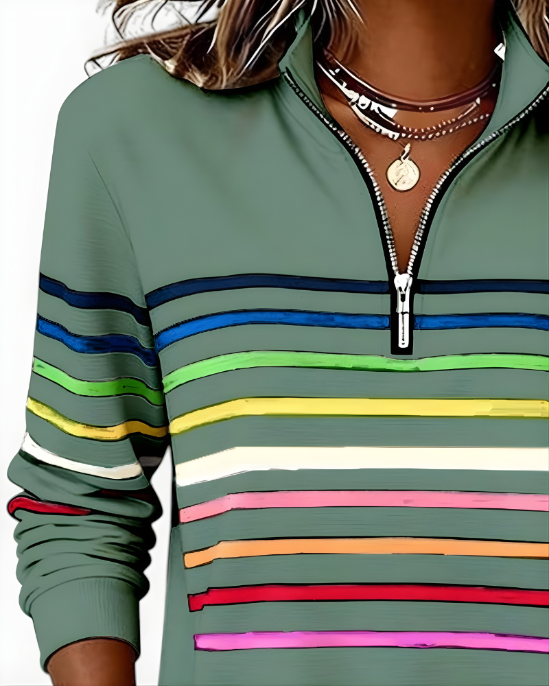 PRISCILLA | STRIPED ZIP SWEATER