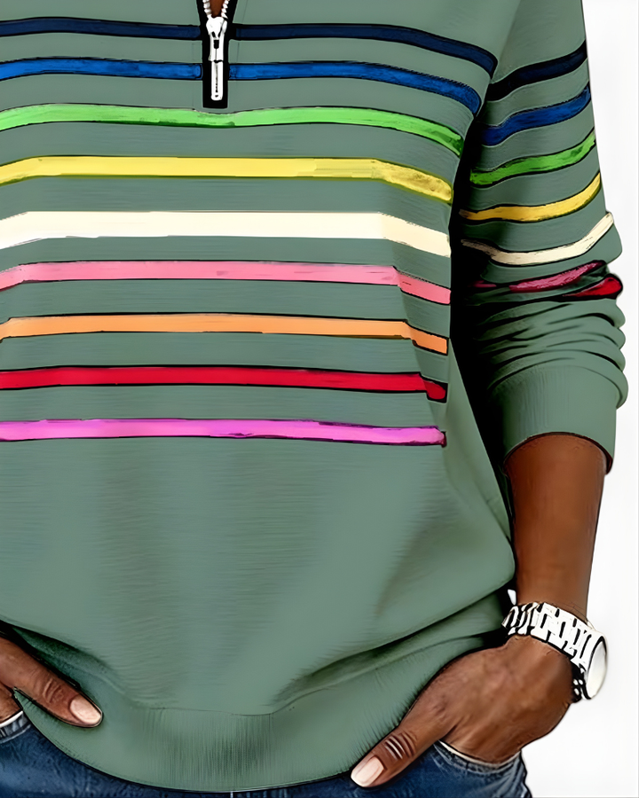 PRISCILLA | STRIPED ZIP SWEATER