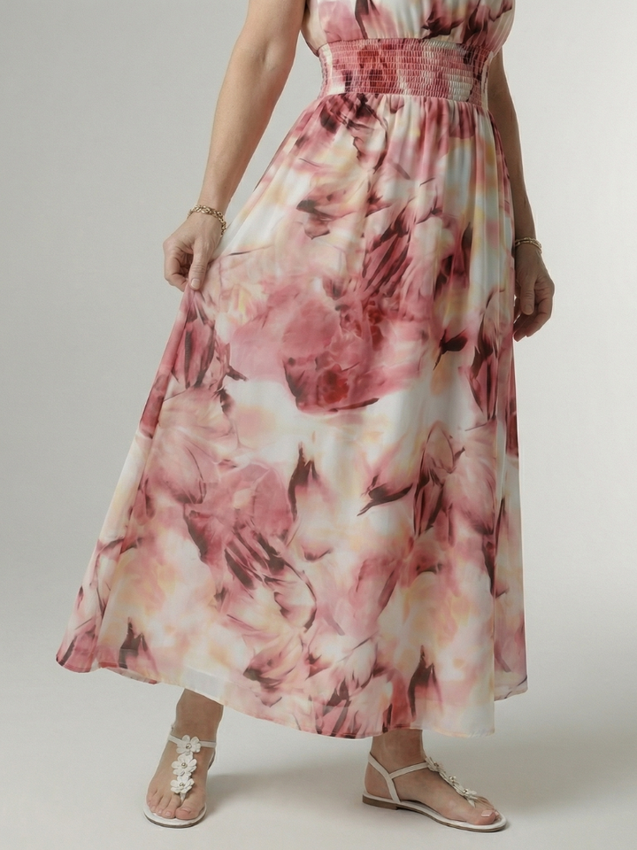 SYLIN | GATHERED HALTER MIDI DRESS