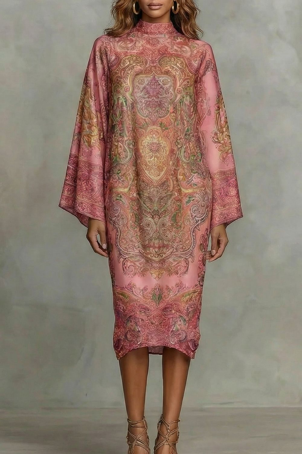 MARÉLIENNE | BAROQUE FLORAL MOTIF – KIMONO MIDI DRESS