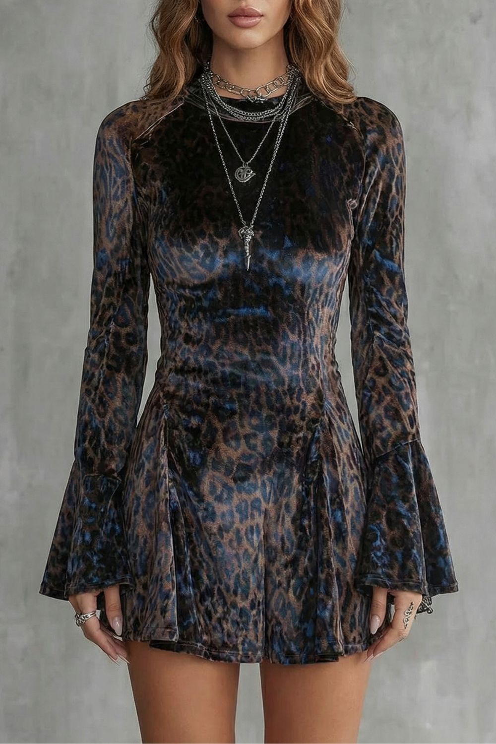 BELLANCA | FLARED SLEEVE – LEOPARD PRINT MINI DRESS