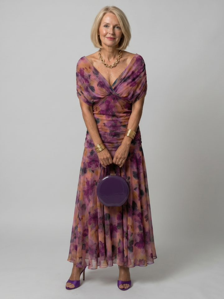 CALEN | OFF SHOULDER FLOW MIDI DRESS