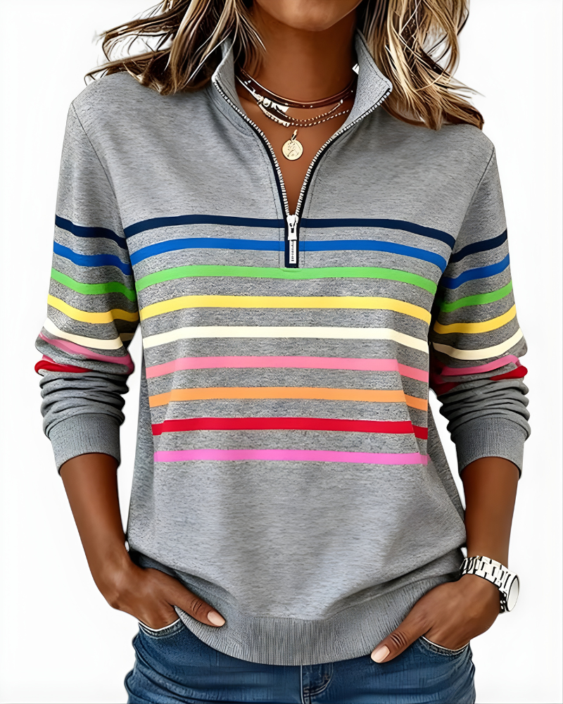 PRISCILLA | STRIPED ZIP SWEATER