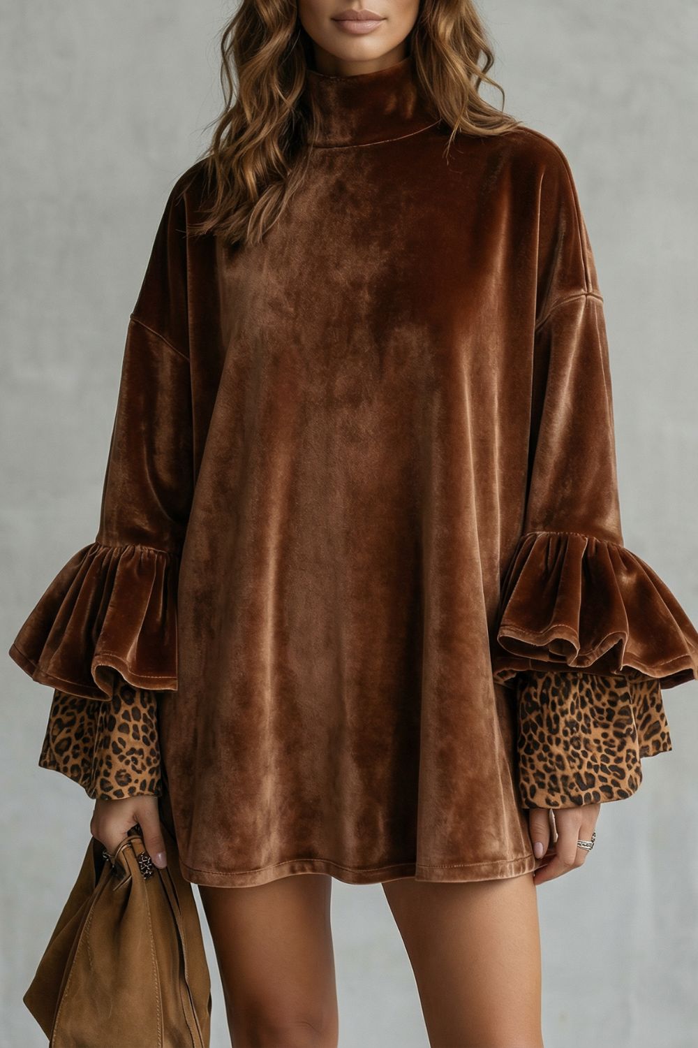 VELANIQUE | TIERED SLEEVE DETAIL – VELVET MINI DRESS