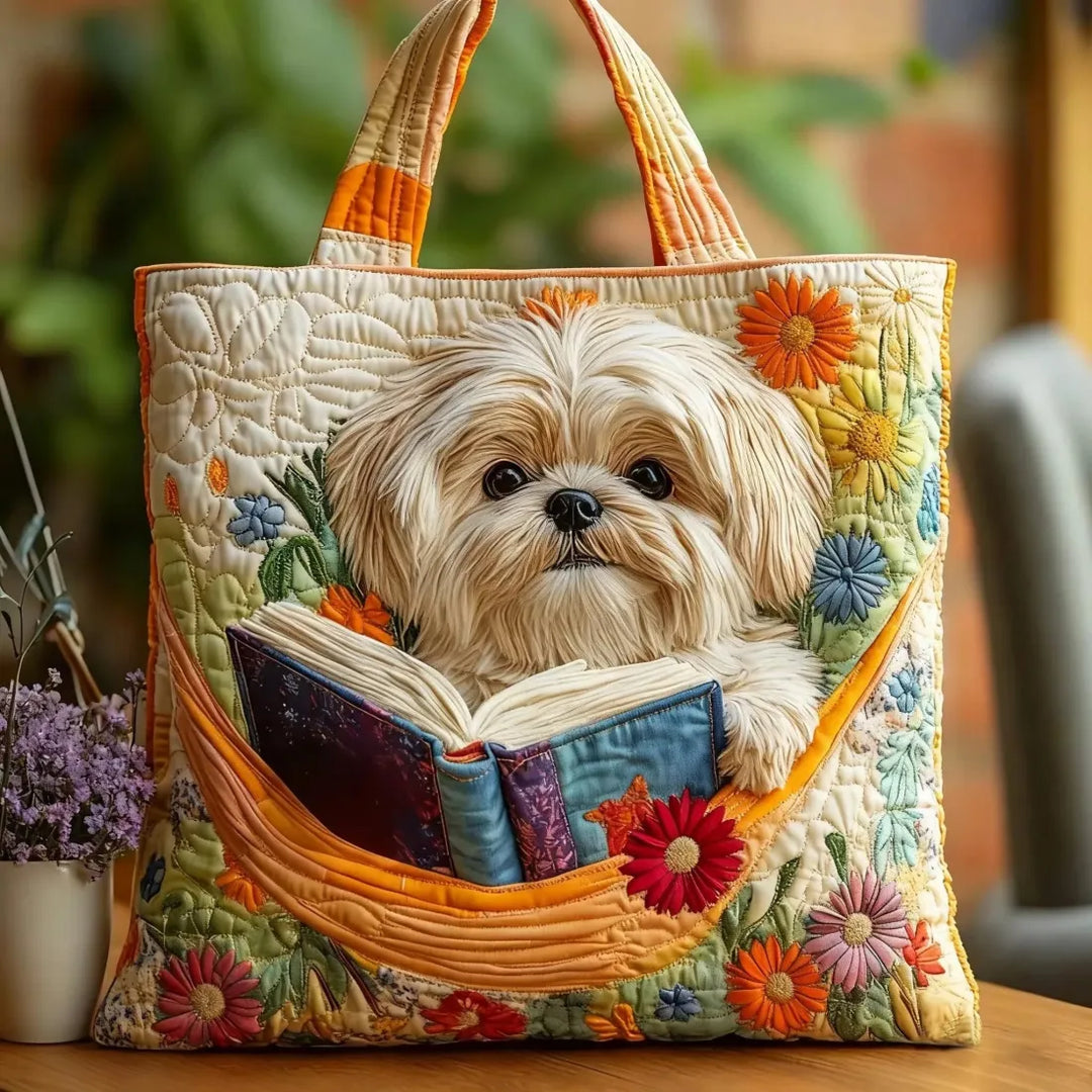 CHLOE | HANDCRAFTED SHIH TZU BAG WITH BOOKS AND FLOWERS