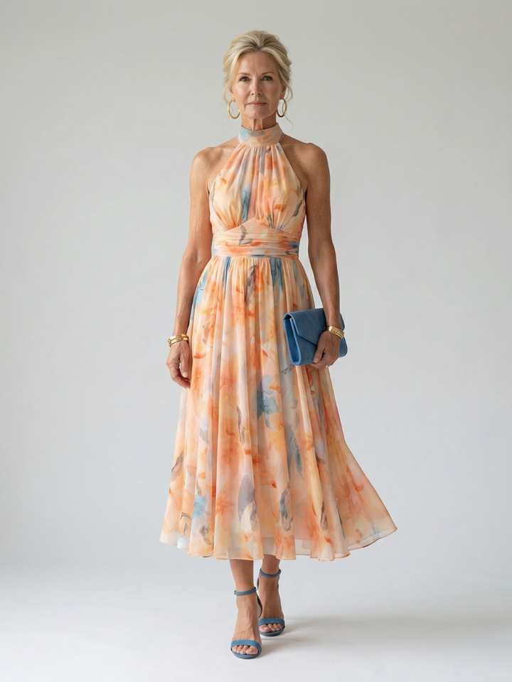 ELIN | SOFT HALTER MIDI DRESS