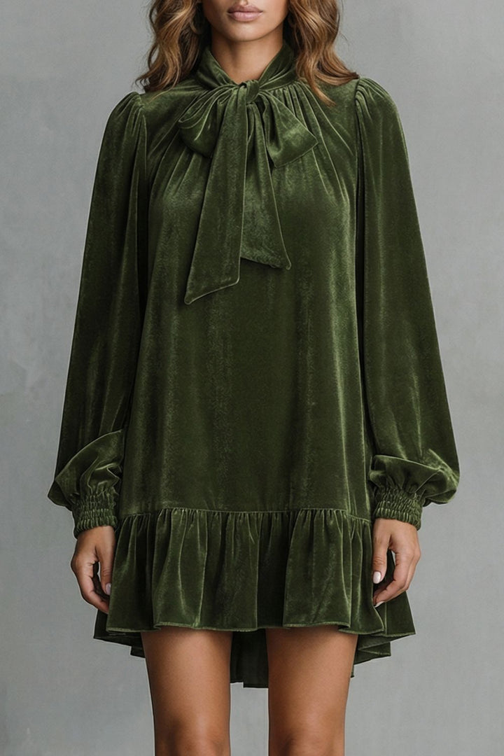 VELÉZIA | VELVET BOW DETAIL – MINI DRESS