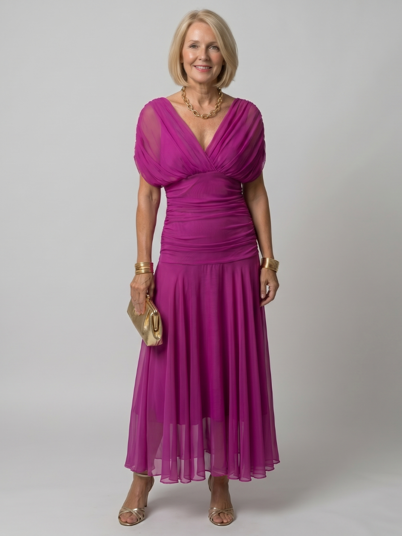 CALEN | OFF SHOULDER FLOW MIDI DRESS