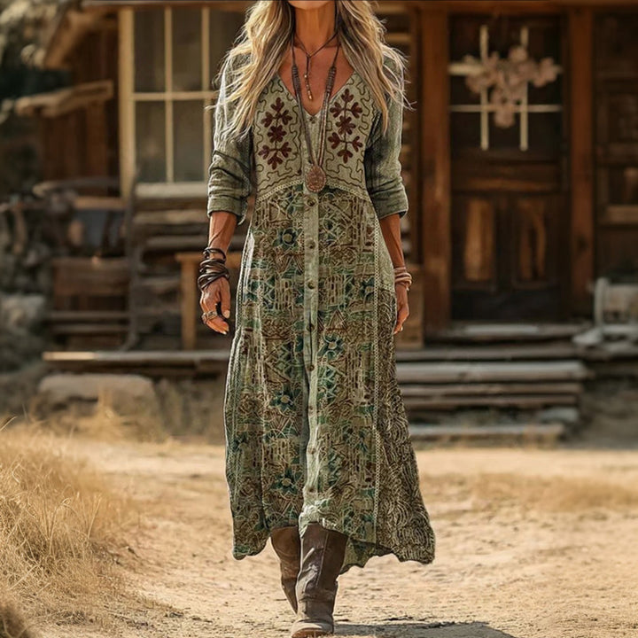 EVELYN | VINTAGE-INSPIRED LONG SLEEVE CASUAL DRESS