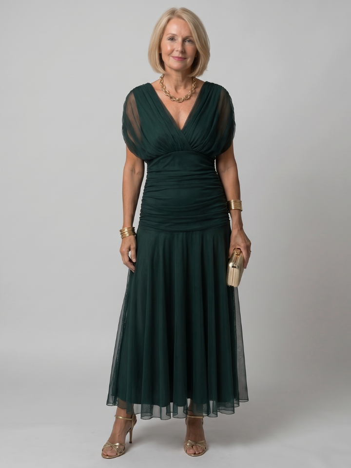 CALEN | OFF SHOULDER FLOW MIDI DRESS