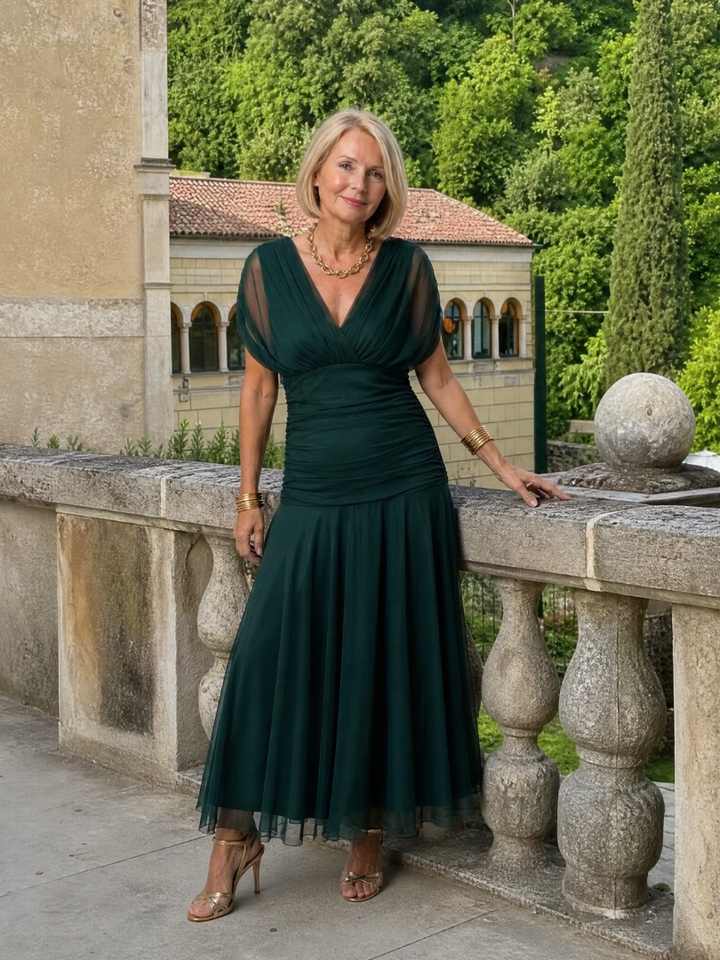 CALEN | OFF SHOULDER FLOW MIDI DRESS