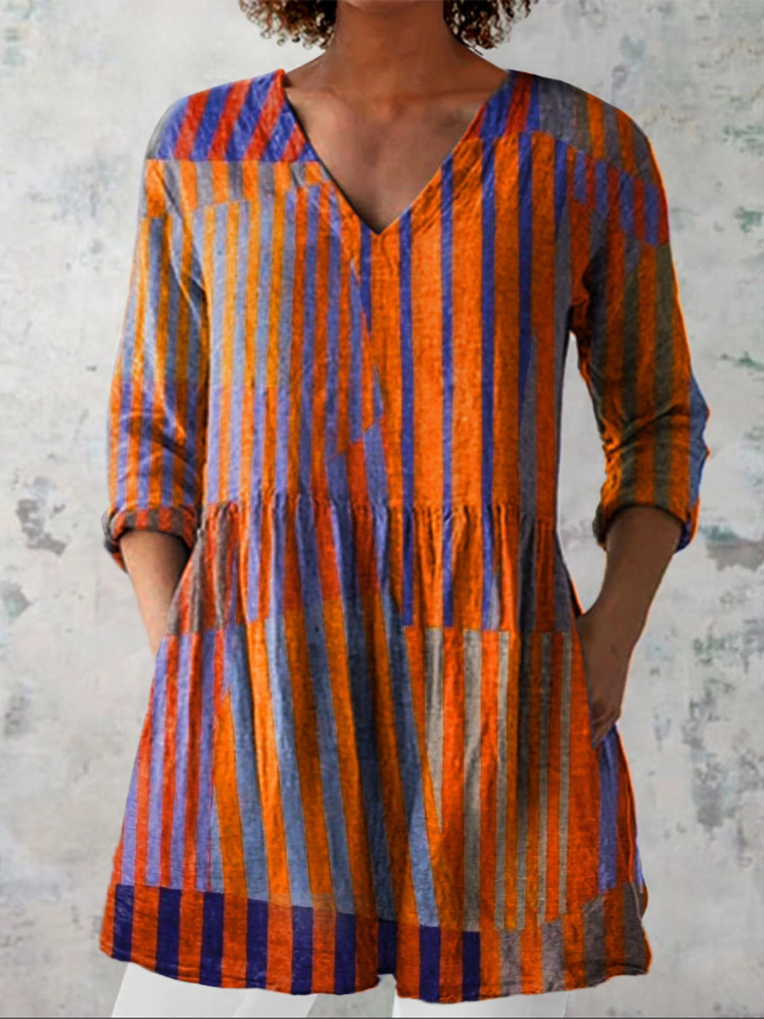 NADIA | LONG BLOUSE WITH V-NECK