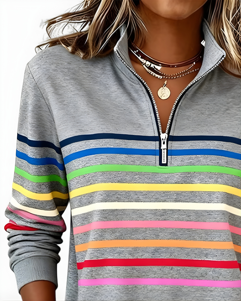 PRISCILLA | STRIPED ZIP SWEATER