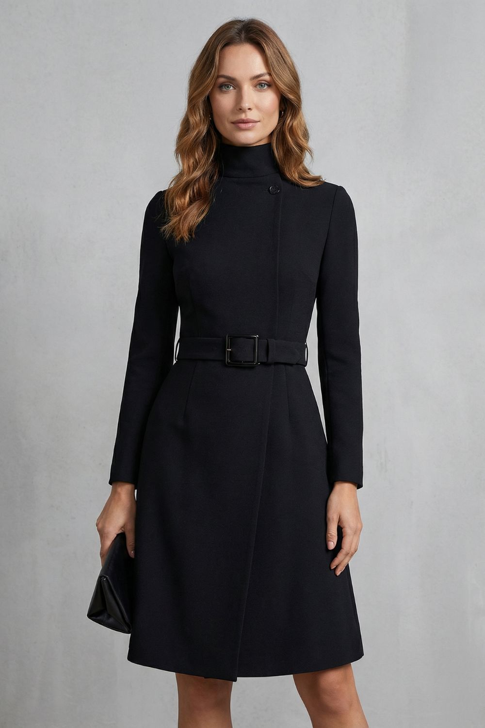 NIVARA | ASYMMETRIC BELTED WAIST – A-LINE MIDI DRESS