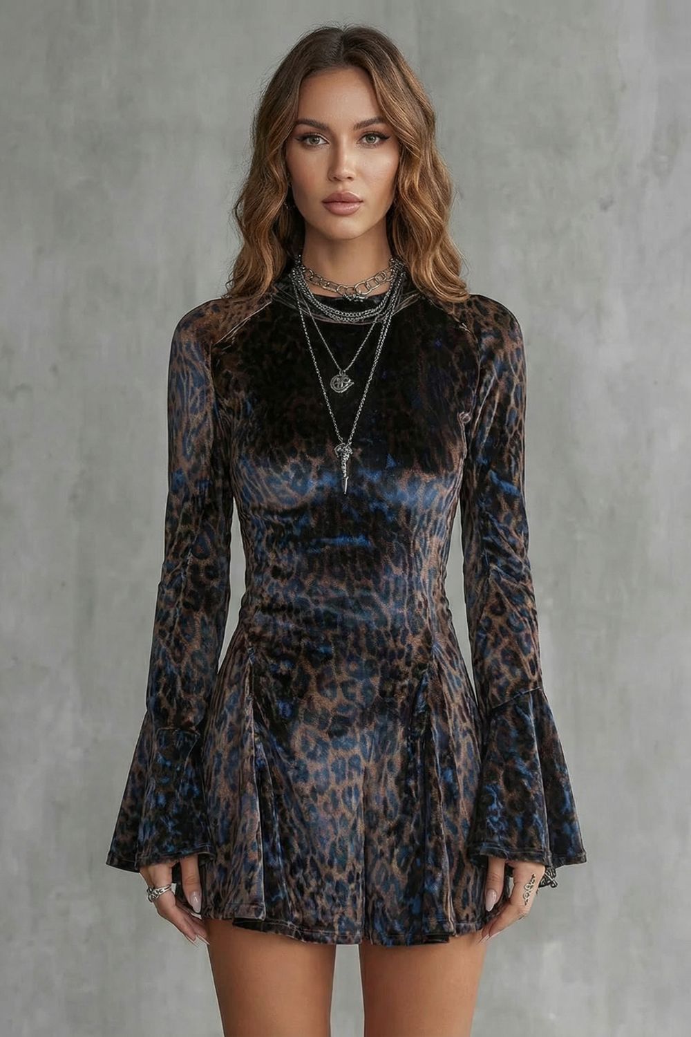 BELLANCA | FLARED SLEEVE – LEOPARD PRINT MINI DRESS