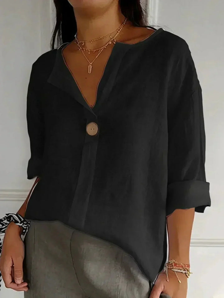 ROWENA | RELAXED LINEN V-NECK TOP