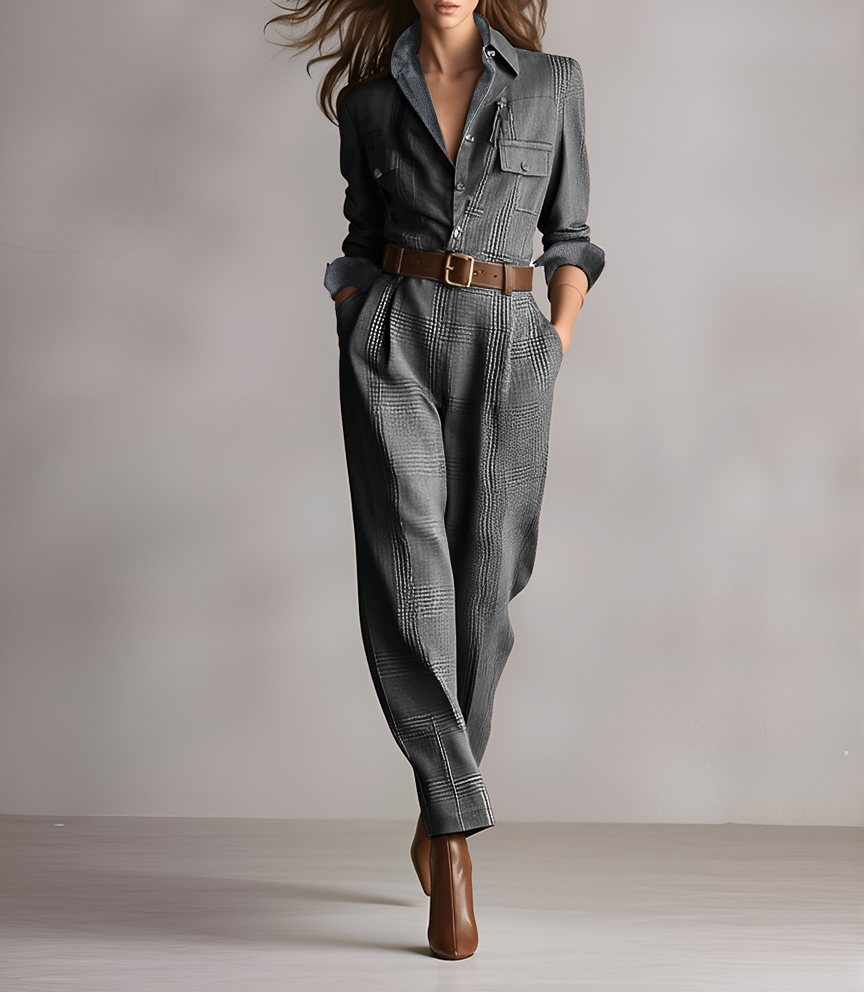 CHARLOTTE | CHECKERED JUMPSUIT WITH SOPHISTICATED DETAILS