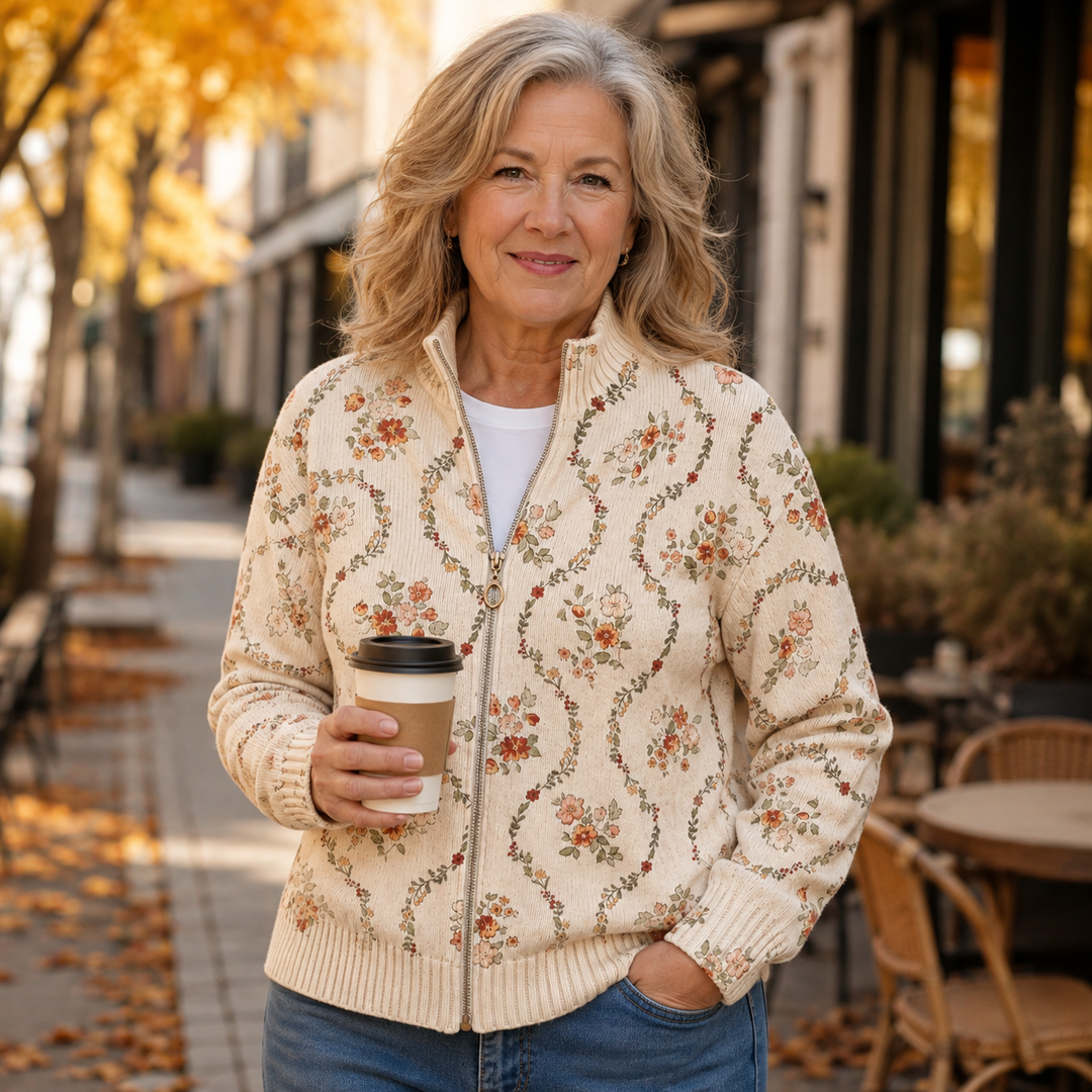 PERSEPHONE | DELICATE FLORAL VINE CREAM PRINT